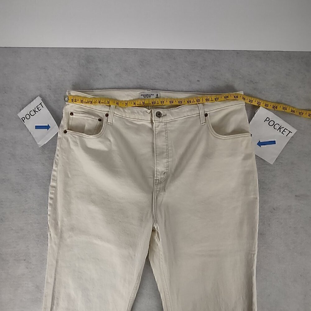 Abercrombie & Fitch The Ankle Straight Ultra High Rise Cotton White Jeans Sz 20 - Picture 6 of 11
